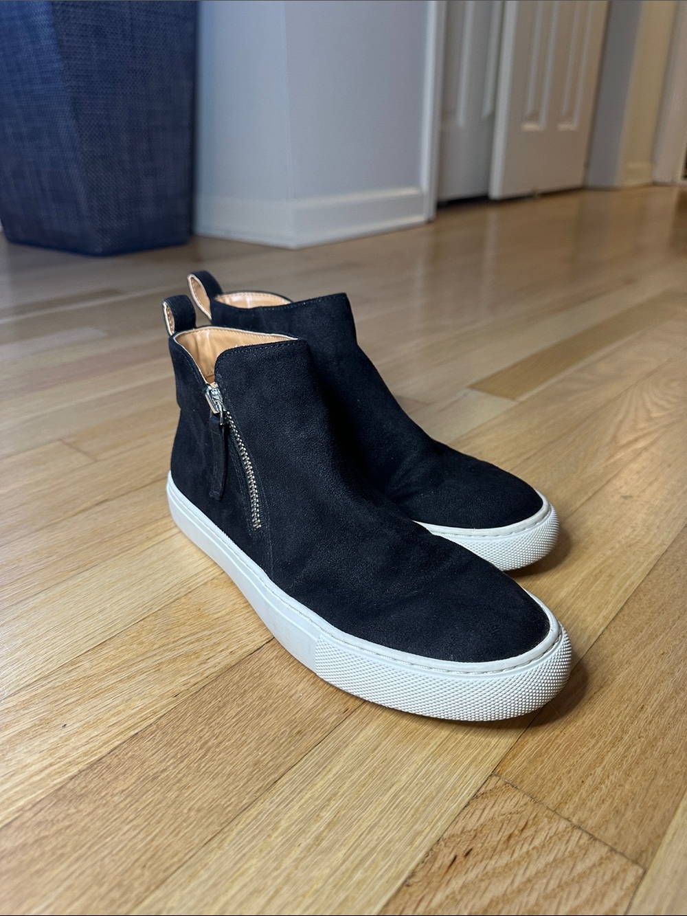 Women’s J.Crew Black Suede Zip-Closure High-Top Sneakers
